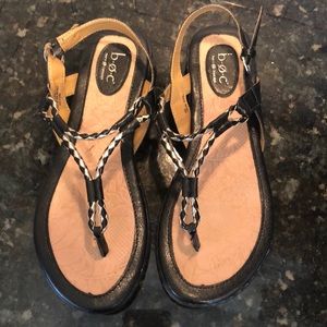 Born concept black and silver sling back sandals